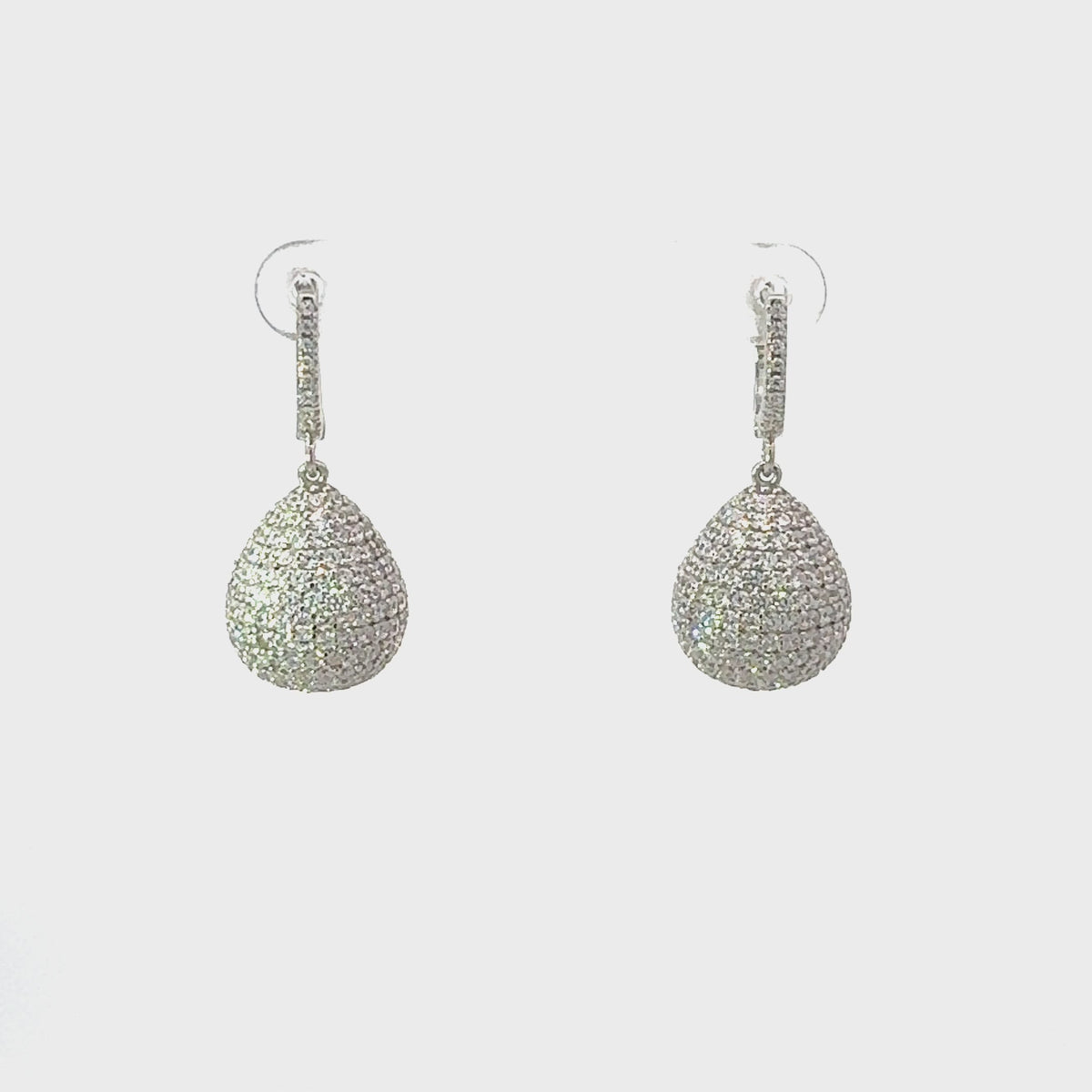 Valerie Pear Drop Gemstone Earrings Silver White Cz