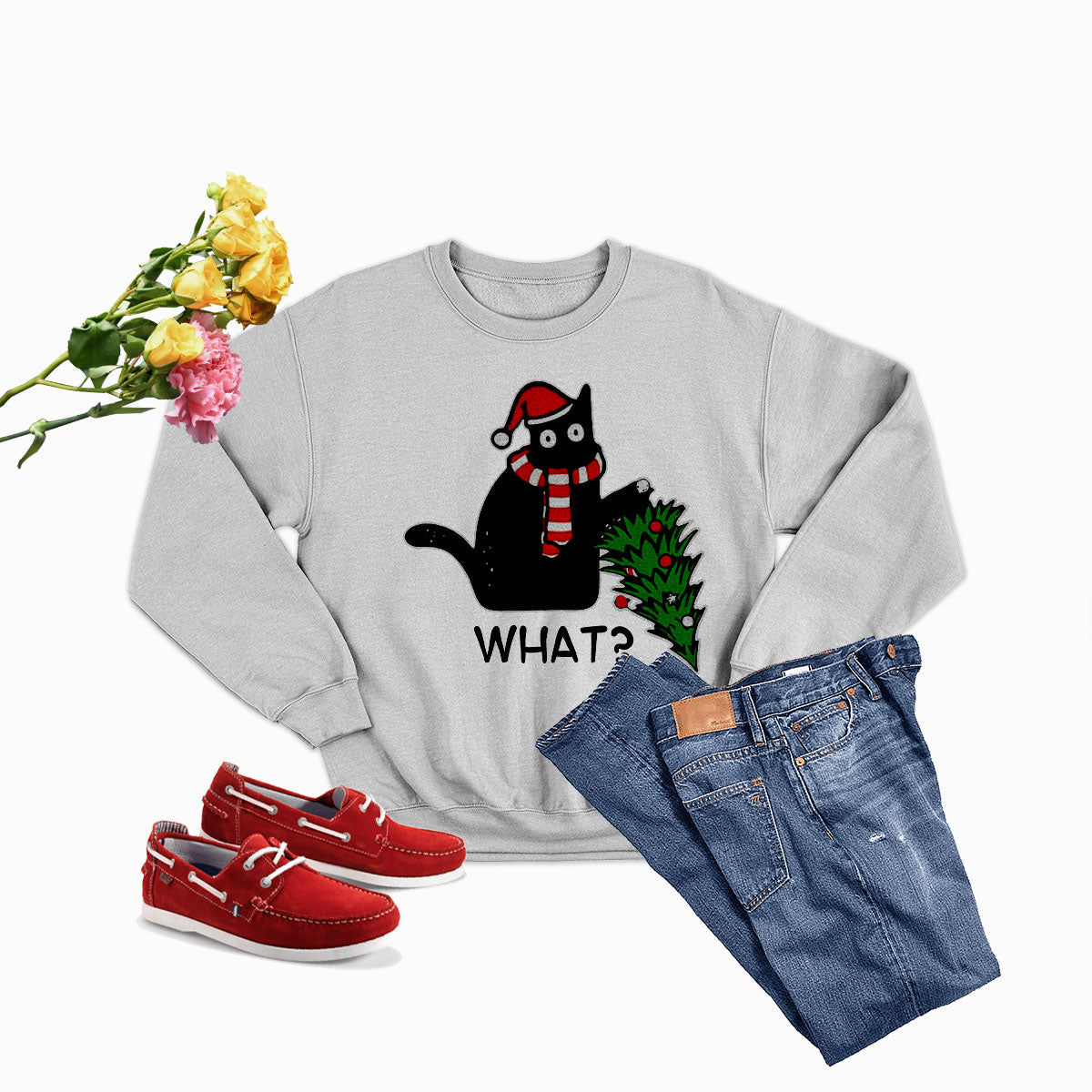 Sudadera con capucha y diseño de árbol de Navidad de What Cat