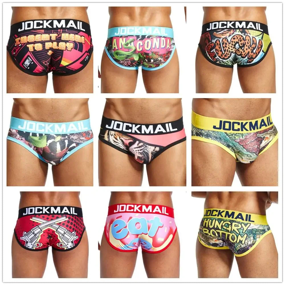 Men's Nylon Ice Silk Animal Cartoon Print Underwear Brief