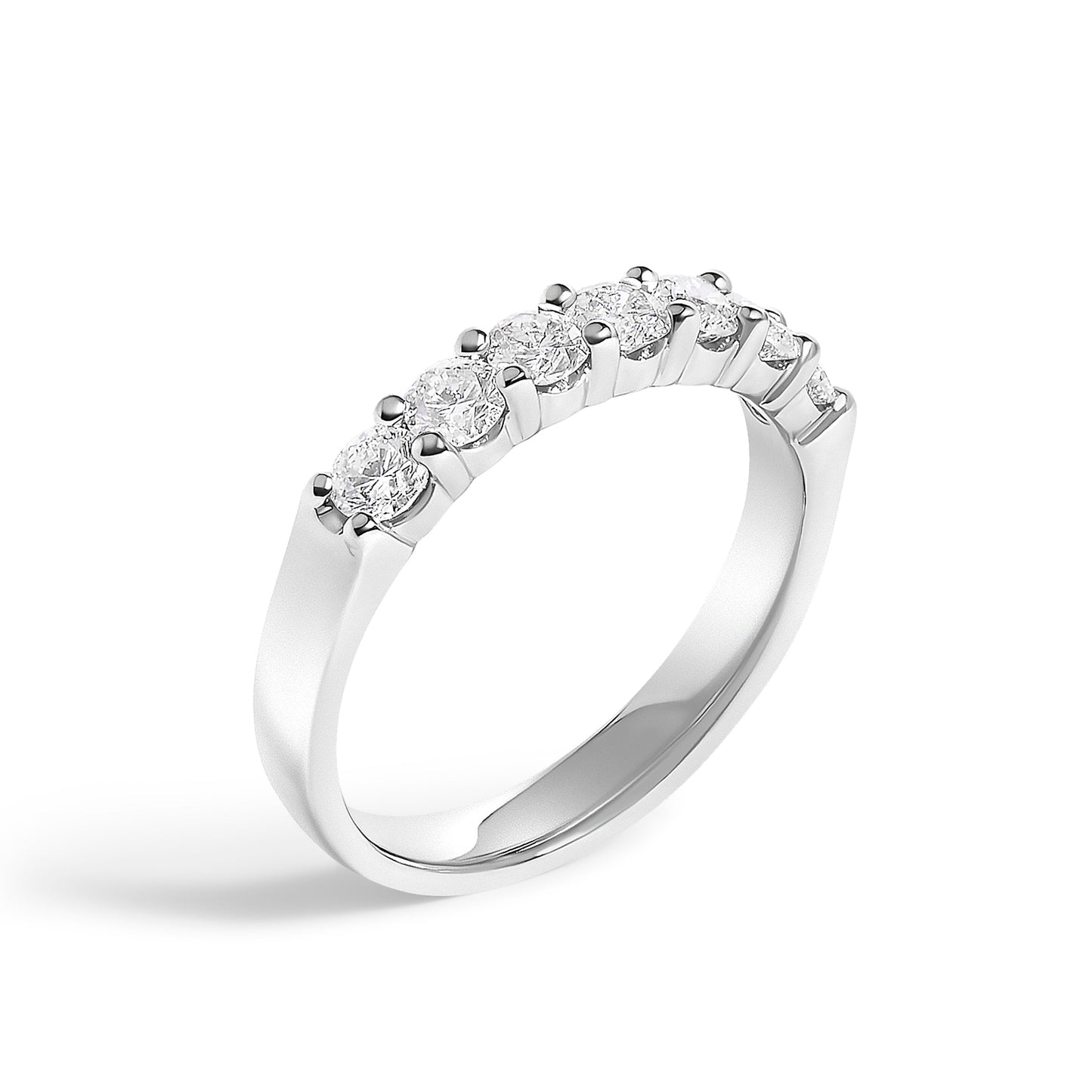 14K White Gold 3/4 Cttw Diamond 7 Stone Band Ring