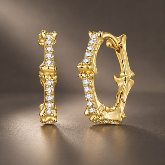 925 Silver Gold Plated Pavé CZ 1.6 x 0.3 cm Hoop Earrings for Women