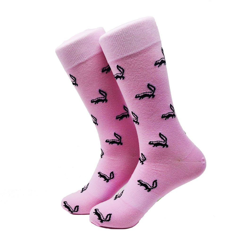 Calcetines de mofeta, negros sobre rosa, para hombre, hasta la pantorrilla