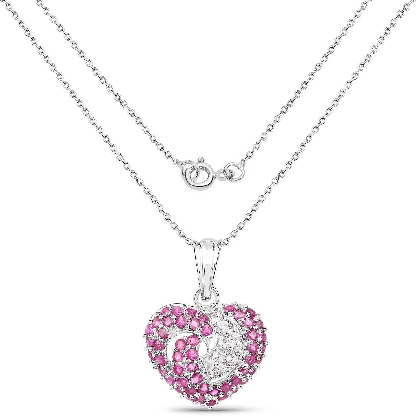 2.65 Carat Genuine Ruby and White Sapphire .925 Sterling Silver Pendant