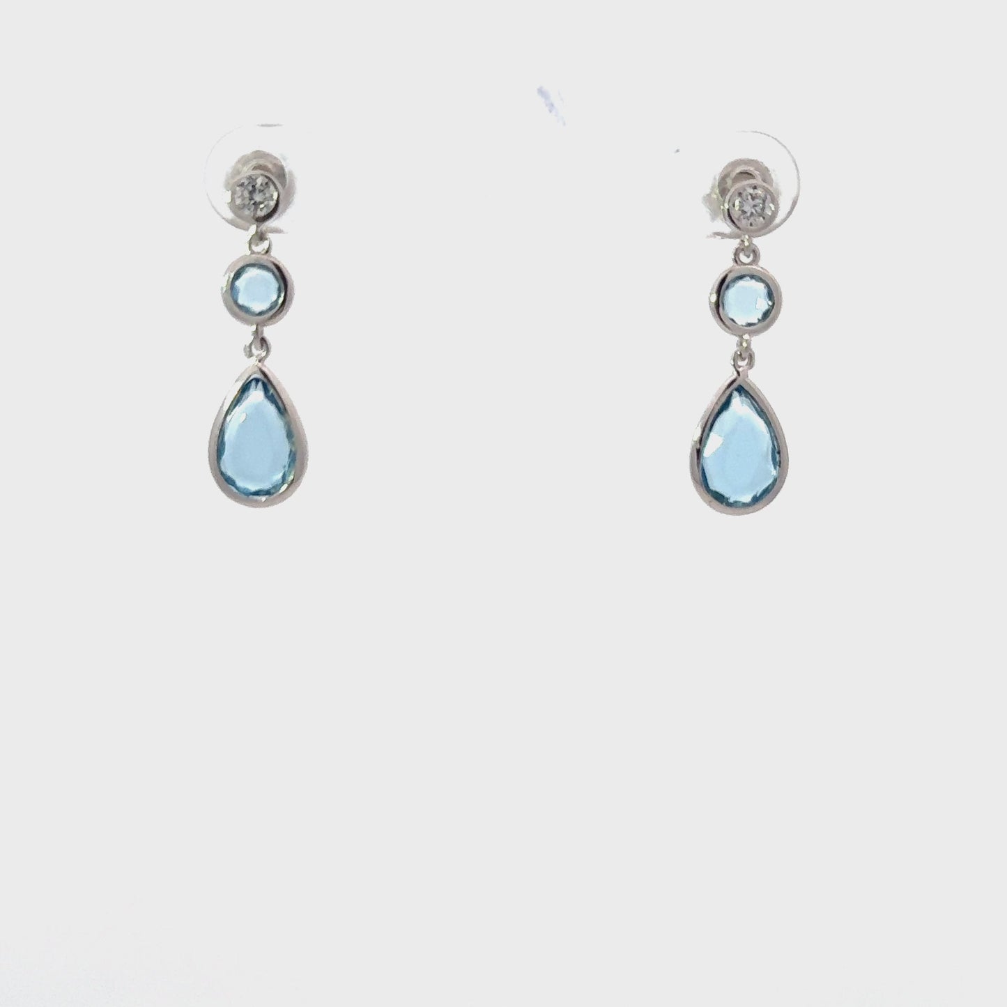 Tuscany Gemstone Drop Earring Silver Blue Topaz Hydro