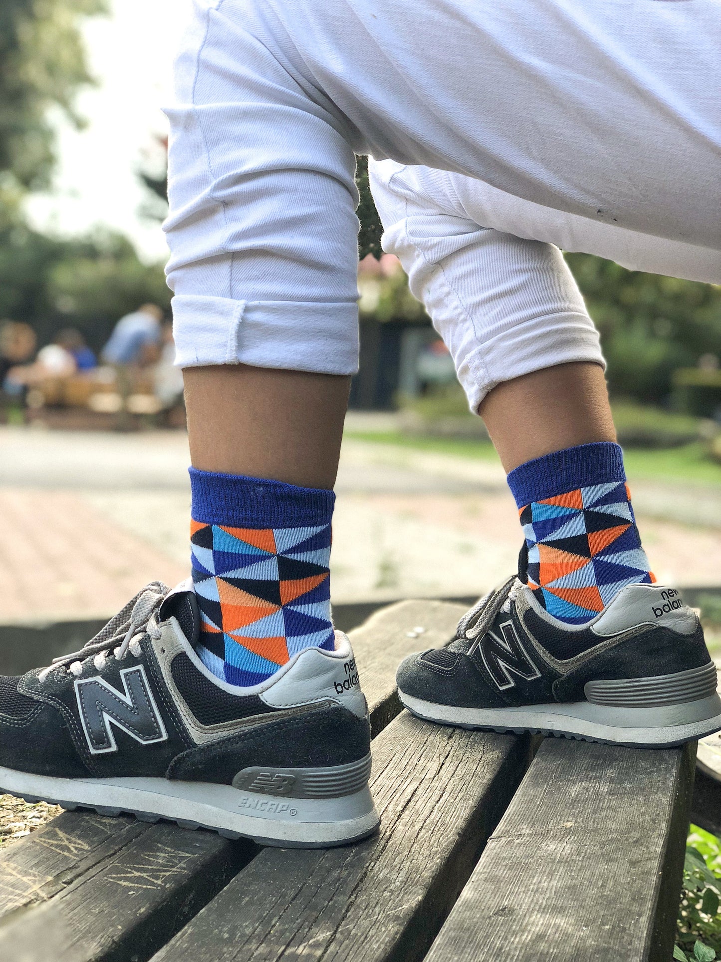 Kids Blue Triangle Socks