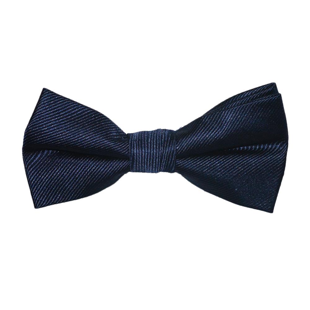 Solid Color Bow Tie - Navy, Woven Silk, Kids Pre-Tied