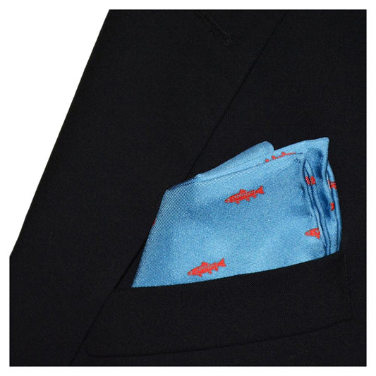 Trout Pocket Square - Light Blue