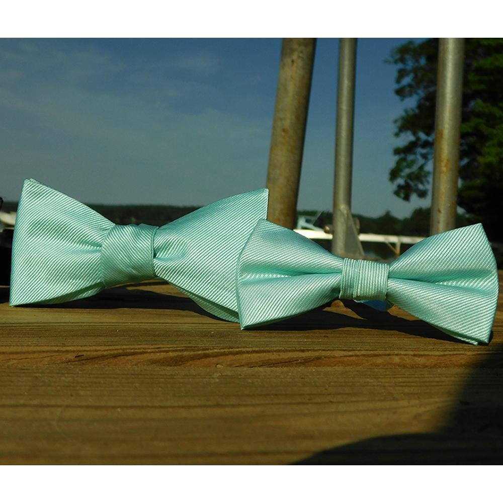 Solid Color Bow Tie - Light Green, Woven Silk, Kids Pre-Tied