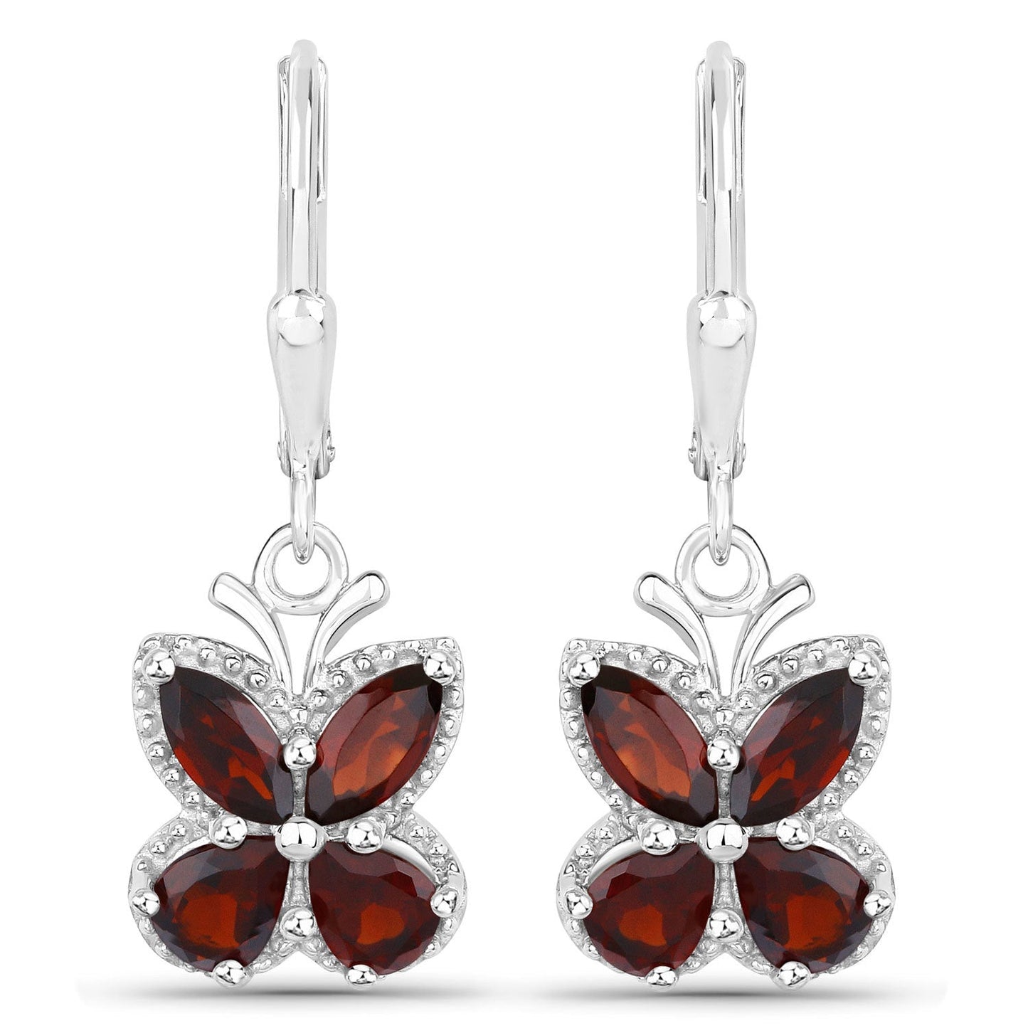 2.60 Carat Genuine Garnet .925 Sterling Silver Earrings