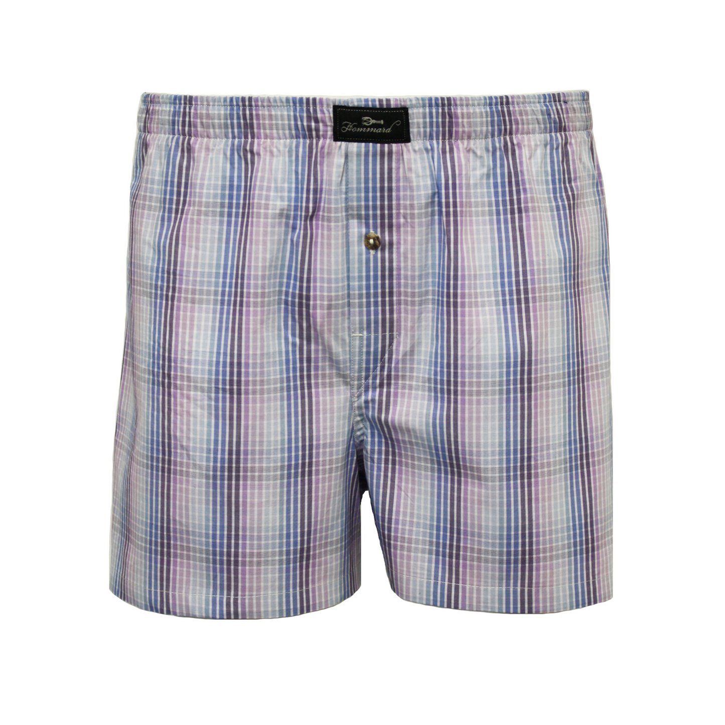 Woven Cotton Boxer Shorts Blue Purple Check design