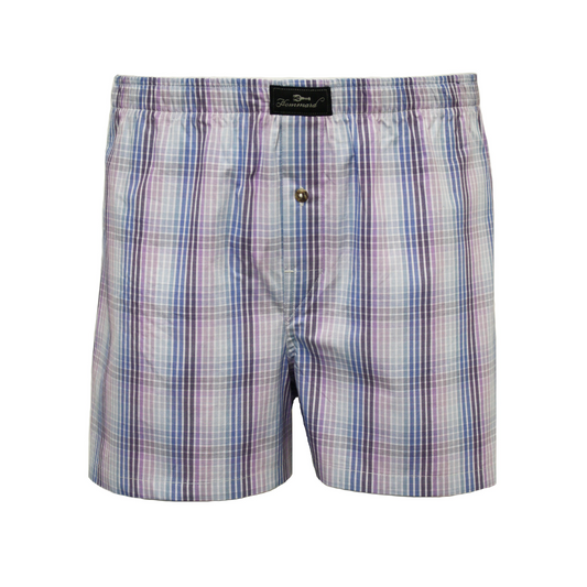 Woven Cotton Boxer Shorts Blue Purple Check design