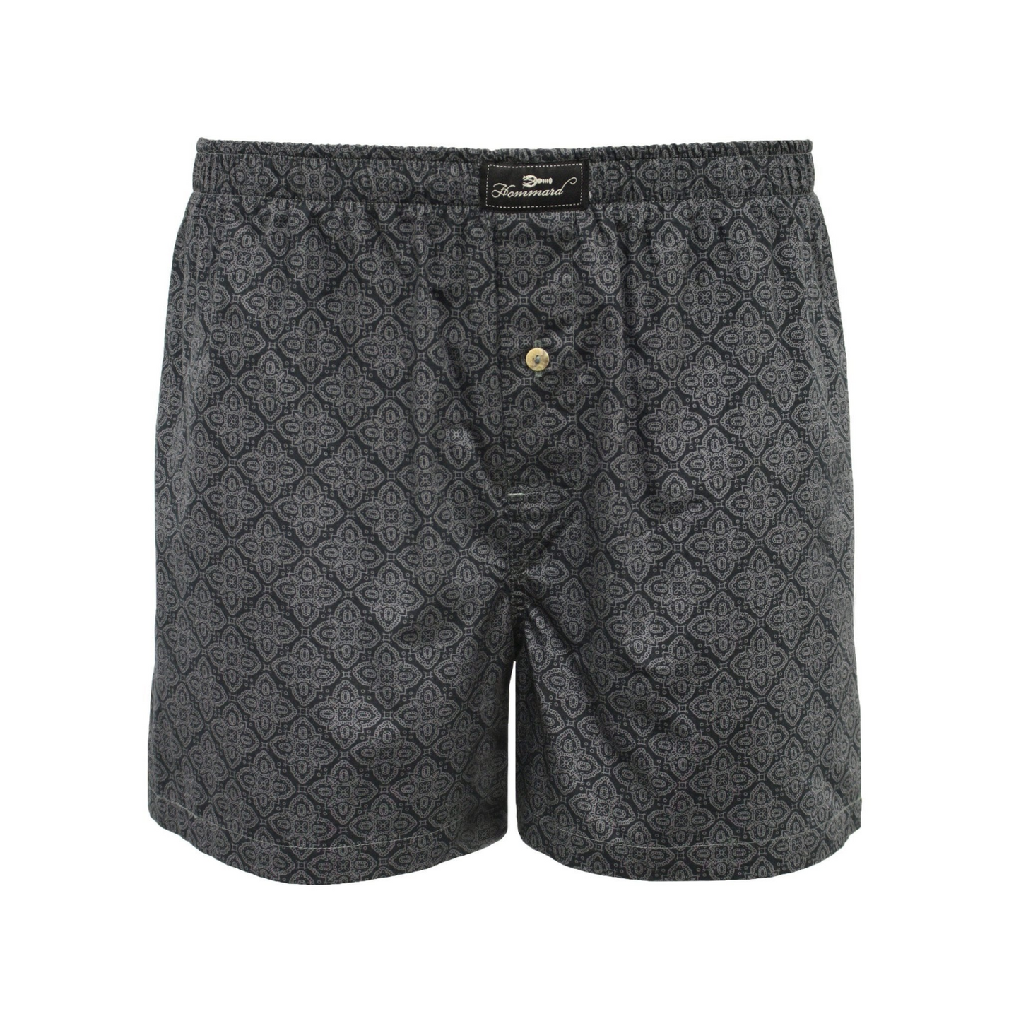 Woven Cotton Boxer Shorts Dark Grey Paisley