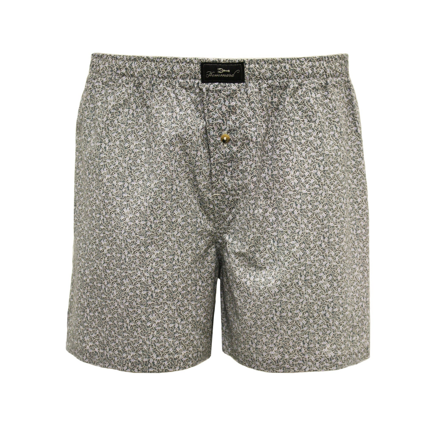 Woven Cotton Boxer Shorts Taupe Leaves