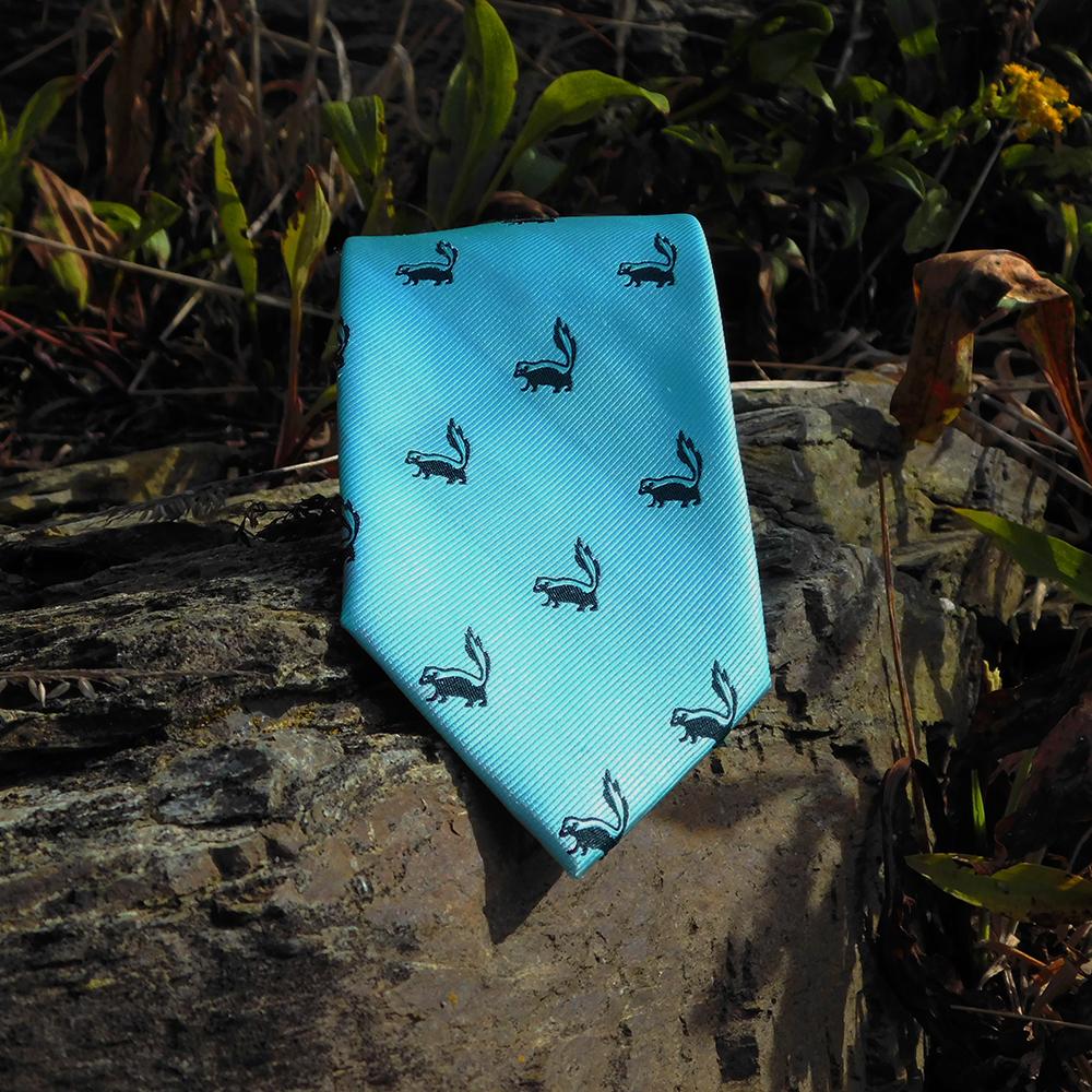 Skunk Necktie - Sea Green, Woven Silk