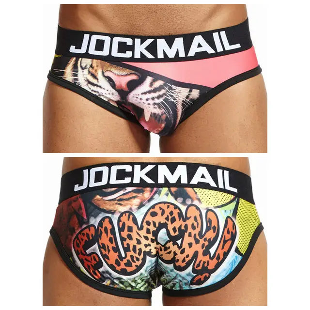 Men's Nylon Ice Silk Animal Cartoon Print Underwear Brief