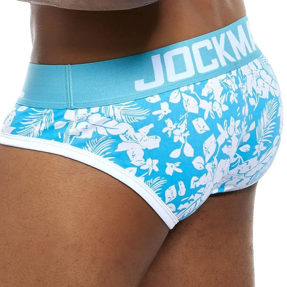 JOCKMAIL Men's Print Underwear Brief (Bulge Pouch, Low Waist, Cotton)