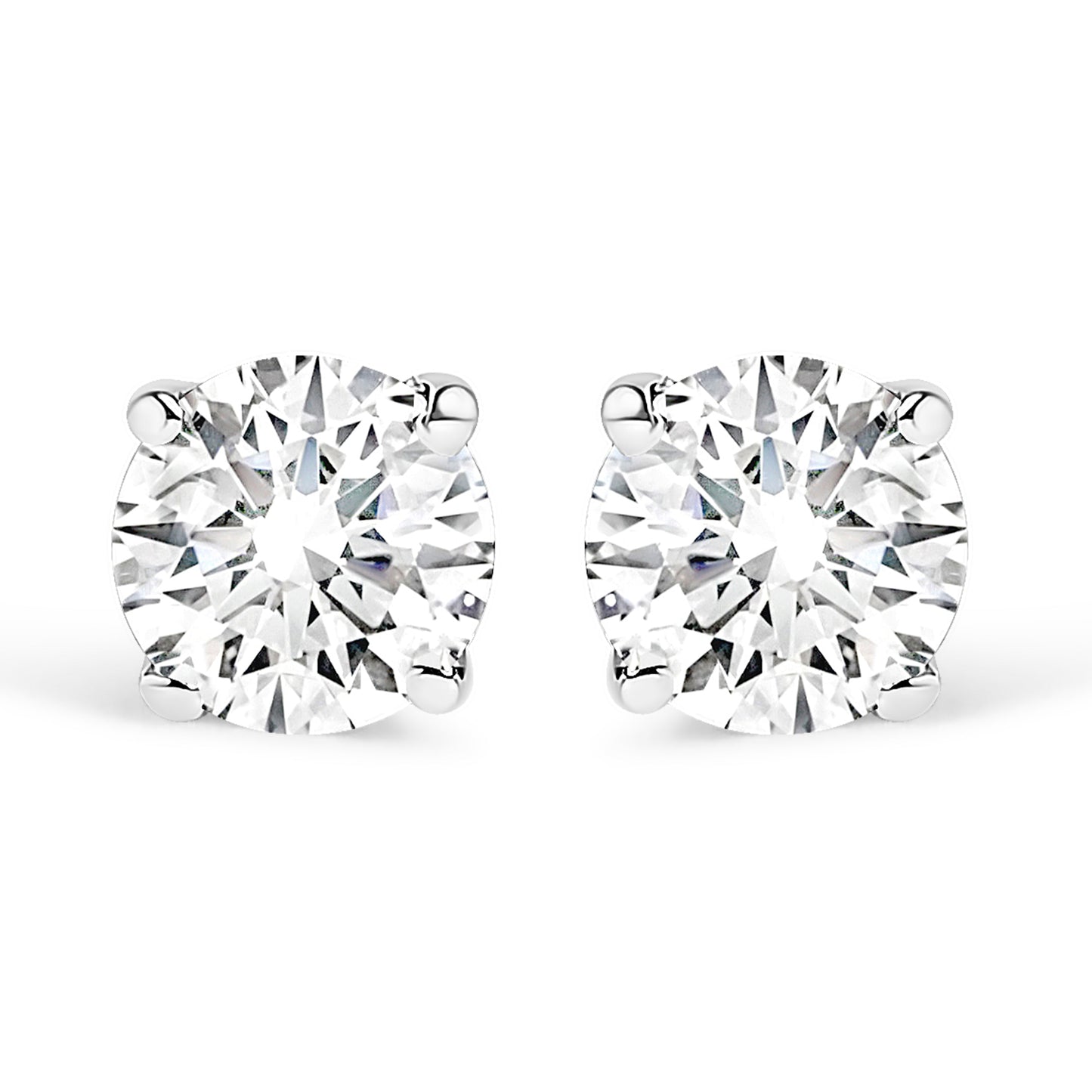 AGS Certified 14K White Gold 1.0 cttw 4-Prong Set Brilliant Round-Cut Solitaire Diamond Push Back Stud Earrings (G-H Color, I1-I2 Clarity)
