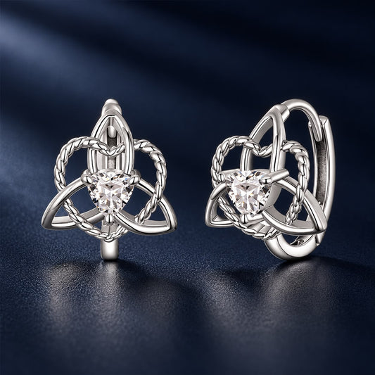 925 Sterling Silver White Gold Plated Pavé CZ 1.5x1.2cm Hoop Earrings for Women