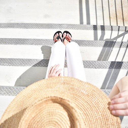 Lipstick - Rhinestone Mid Wedge Flip Flops