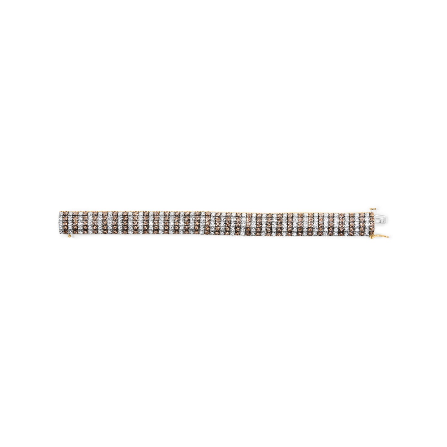 10K Yellow Gold 10-1/3 Cttw Alternating Coco Color and White Diamond 5 Row Tennis Bracelet (Brown/H-I Color, SI1-SI2 Clarity) - Size 7.25