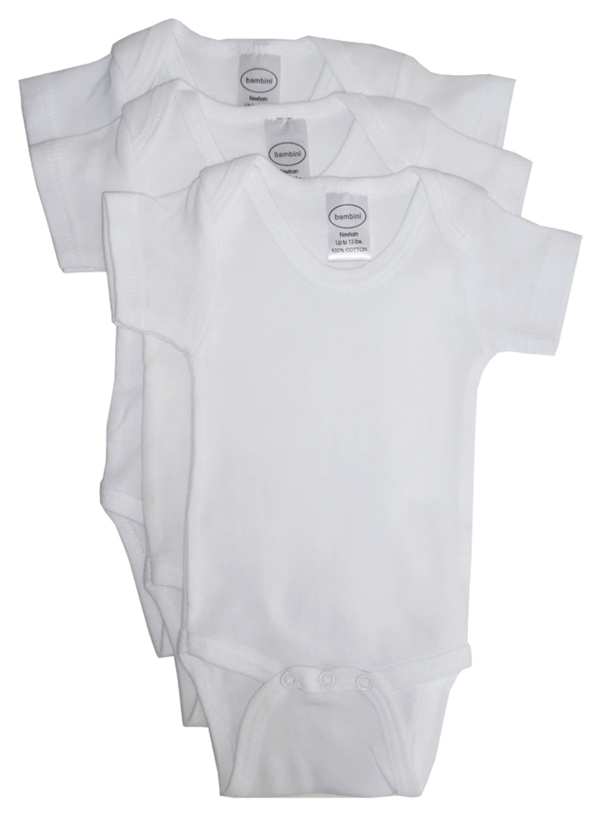 Bambini White Short Sleeve One Piece 3 Pack