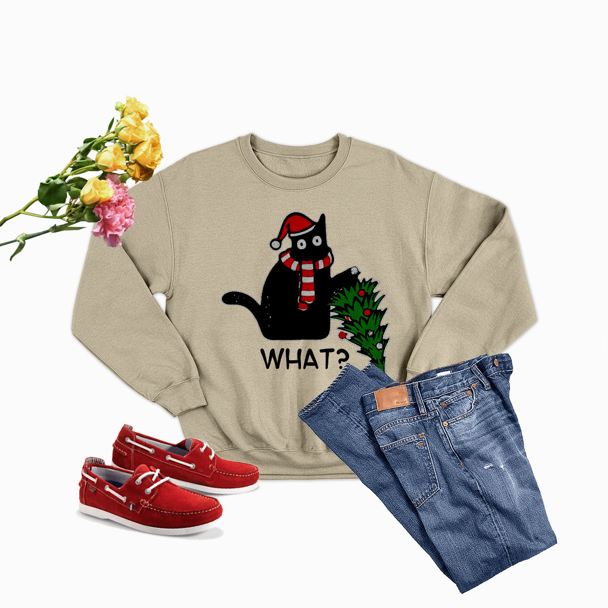 Sudadera con capucha y diseño de árbol de Navidad de What Cat