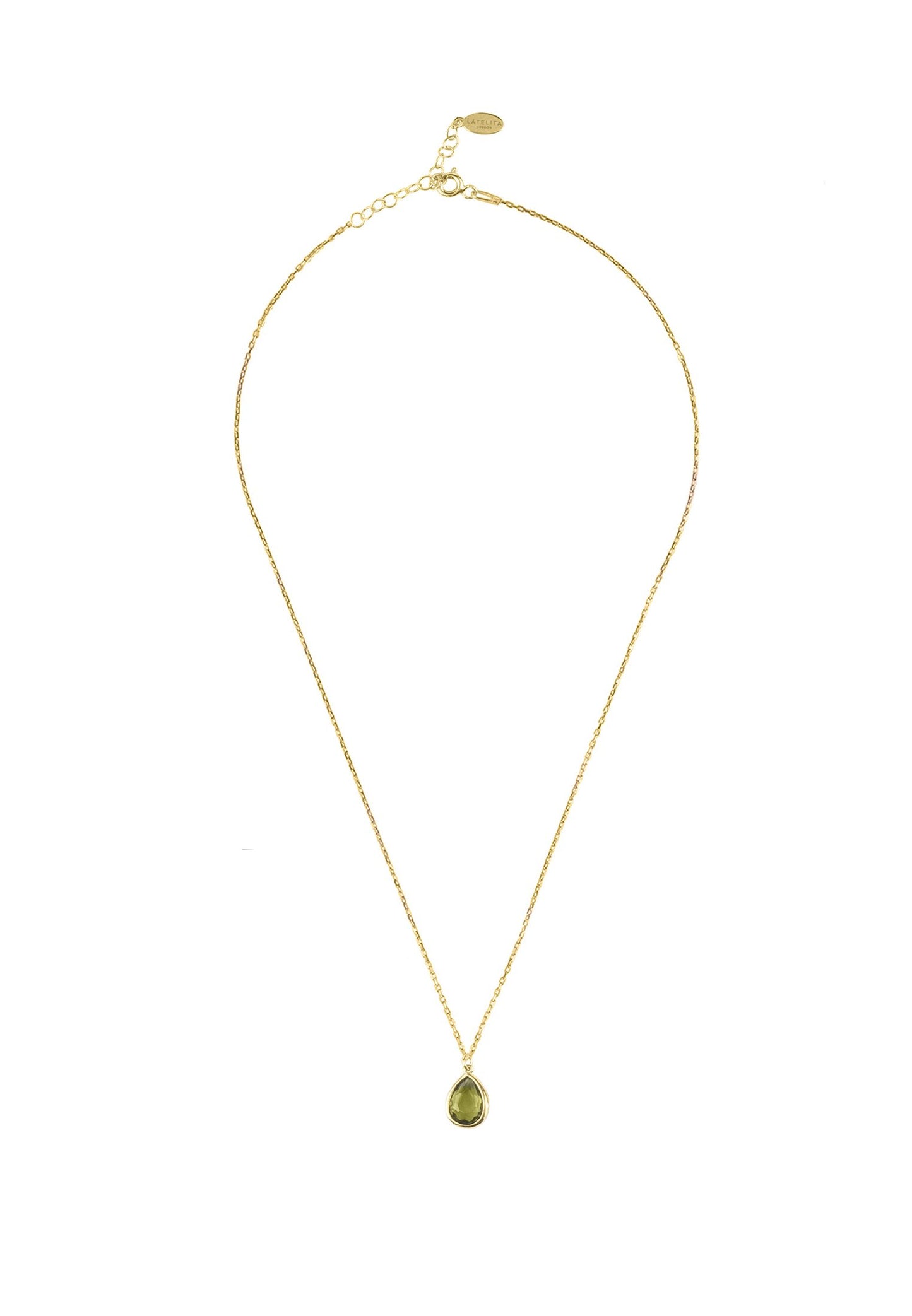 Pisa Mini Teardrop Necklace Gold Peridot