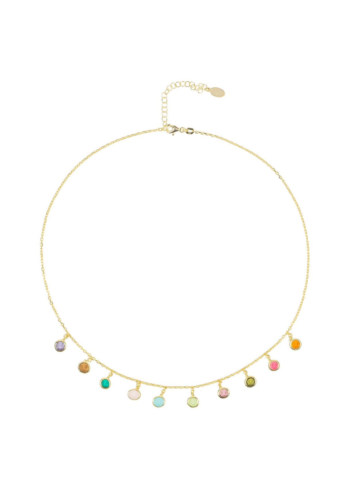 Florence Multi Coloured Gemstone Necklace Gold