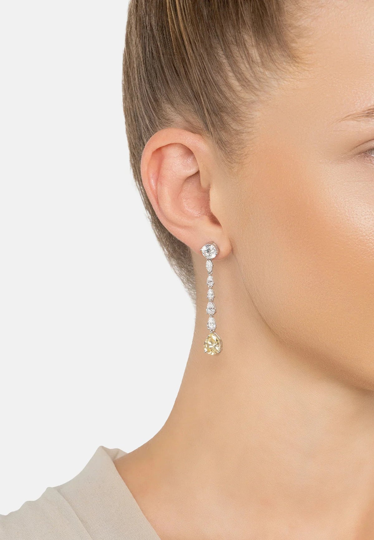 Blanchett Drop Earrings Yellow Topaz Silver