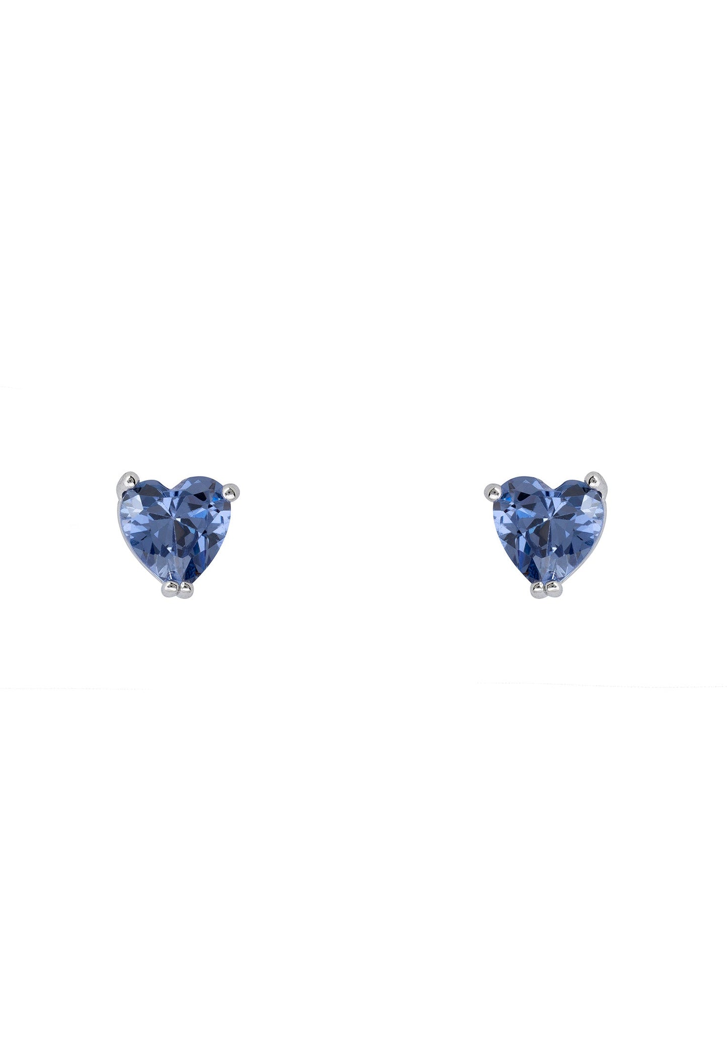 Asscher Cut Heart Stud Earrings Silver Tanzanite