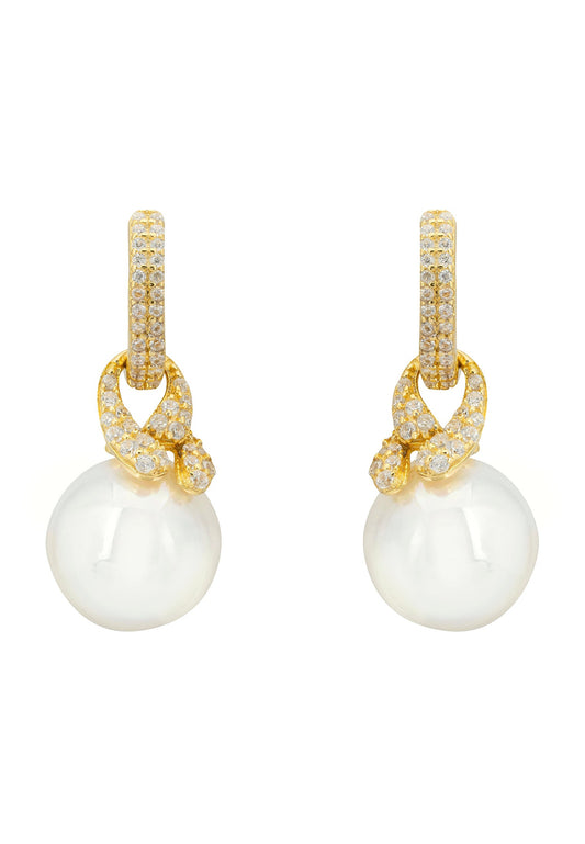 Tie the Knot Drop Pearl Earrings Gold