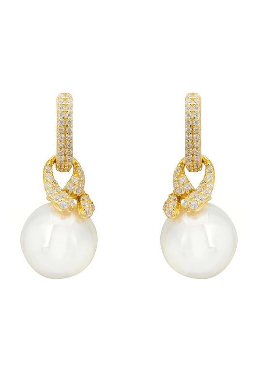 Tie the Knot Drop Pearl Earrings Gold