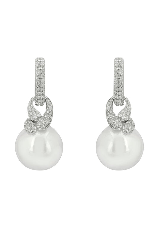 Tie the Knot Drop Pearl Earrings Silver
