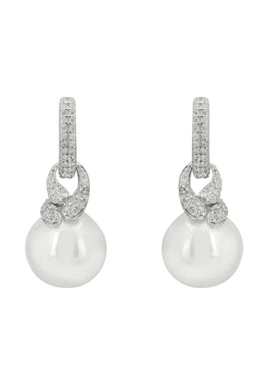 Tie the Knot Drop Pearl Earrings Silver