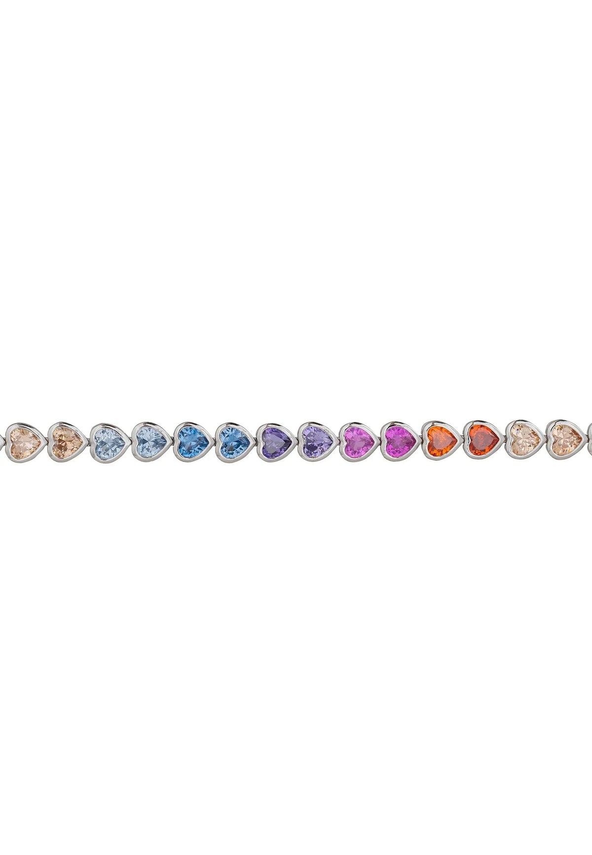 Heart Garland Tennis Bracelet Multicoloured Silver
