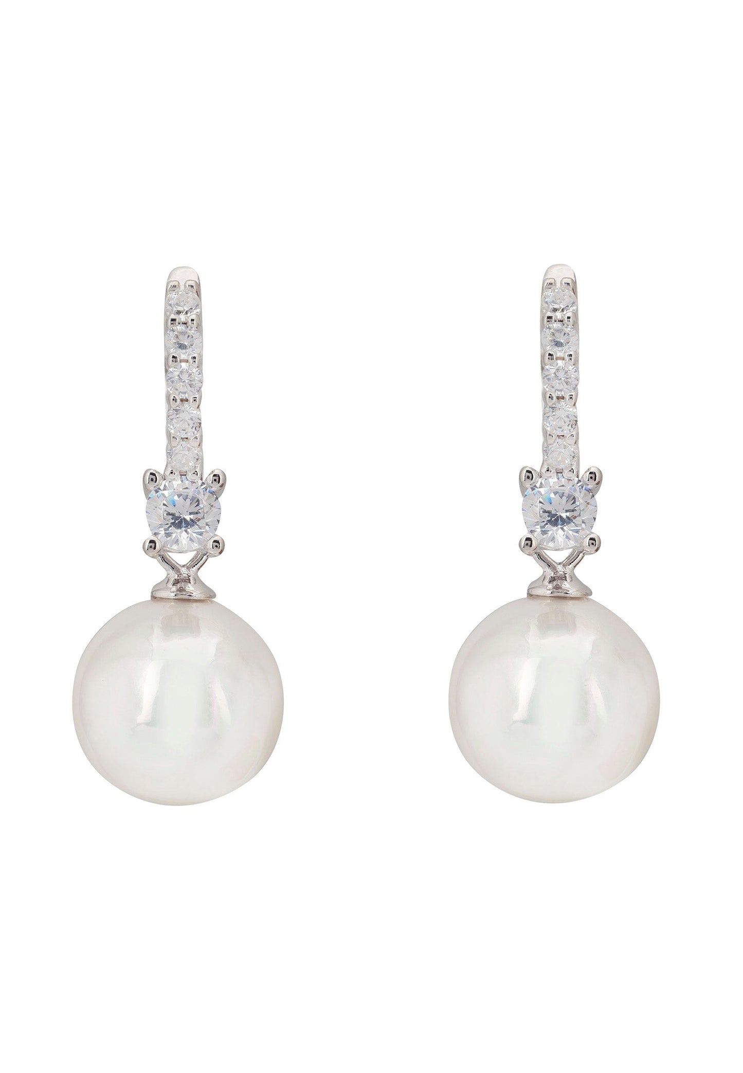 Serenity Pearl Hoop Earrings Silver