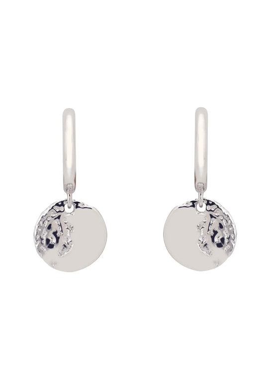 Lunar Moon Huggie Hoop Earrings Silver