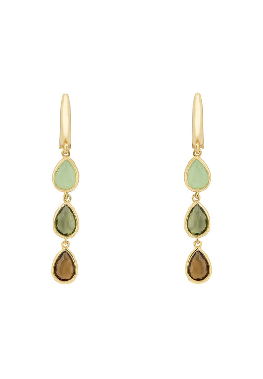Sardinia Triple Teardrop Earrings Gold the Greens