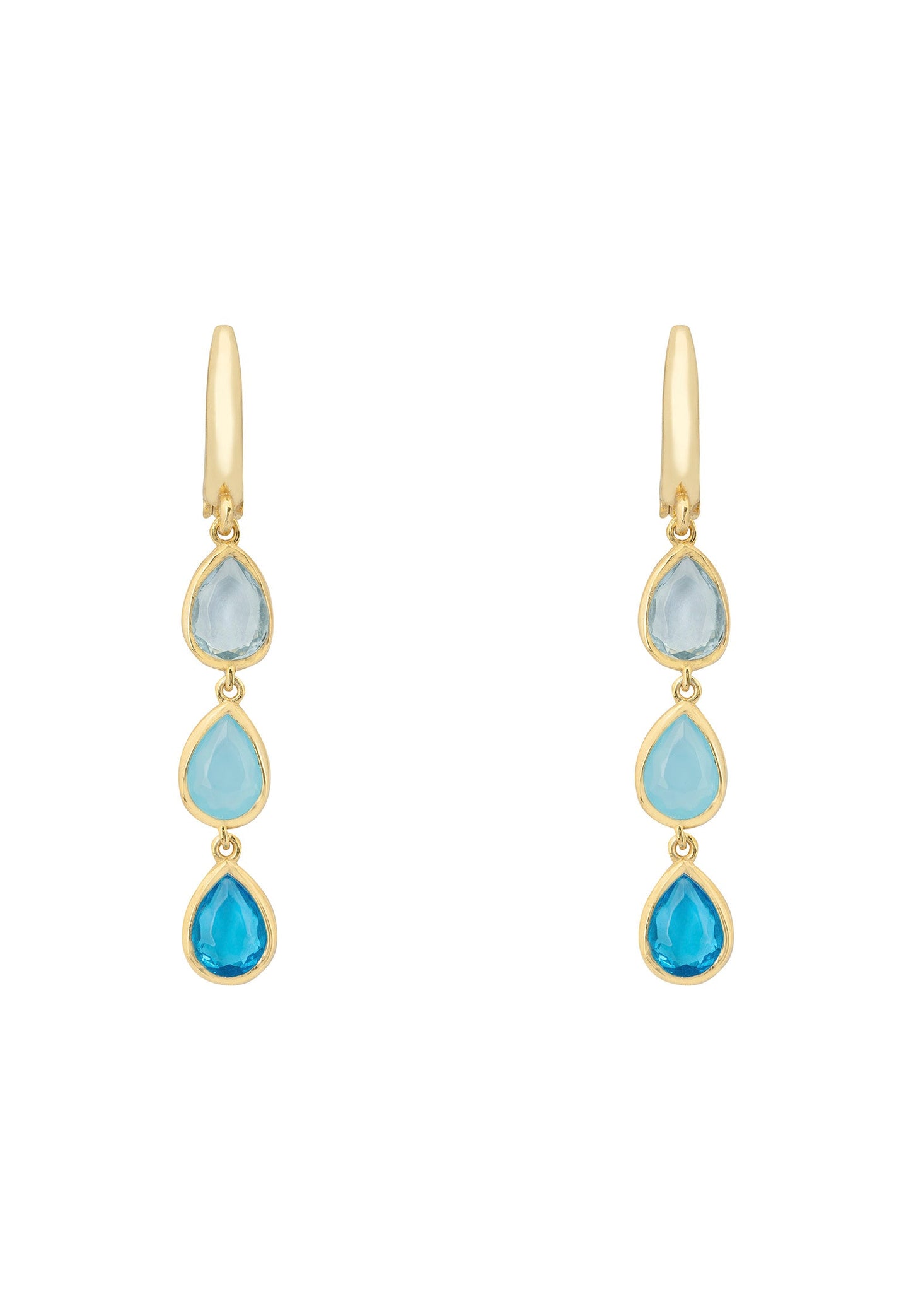 Sardinia Triple Teardrop Earrings Gold the Blues