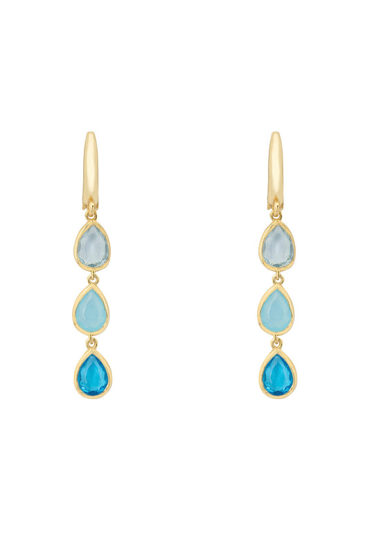 Sardinia Triple Teardrop Earrings Gold the Blues