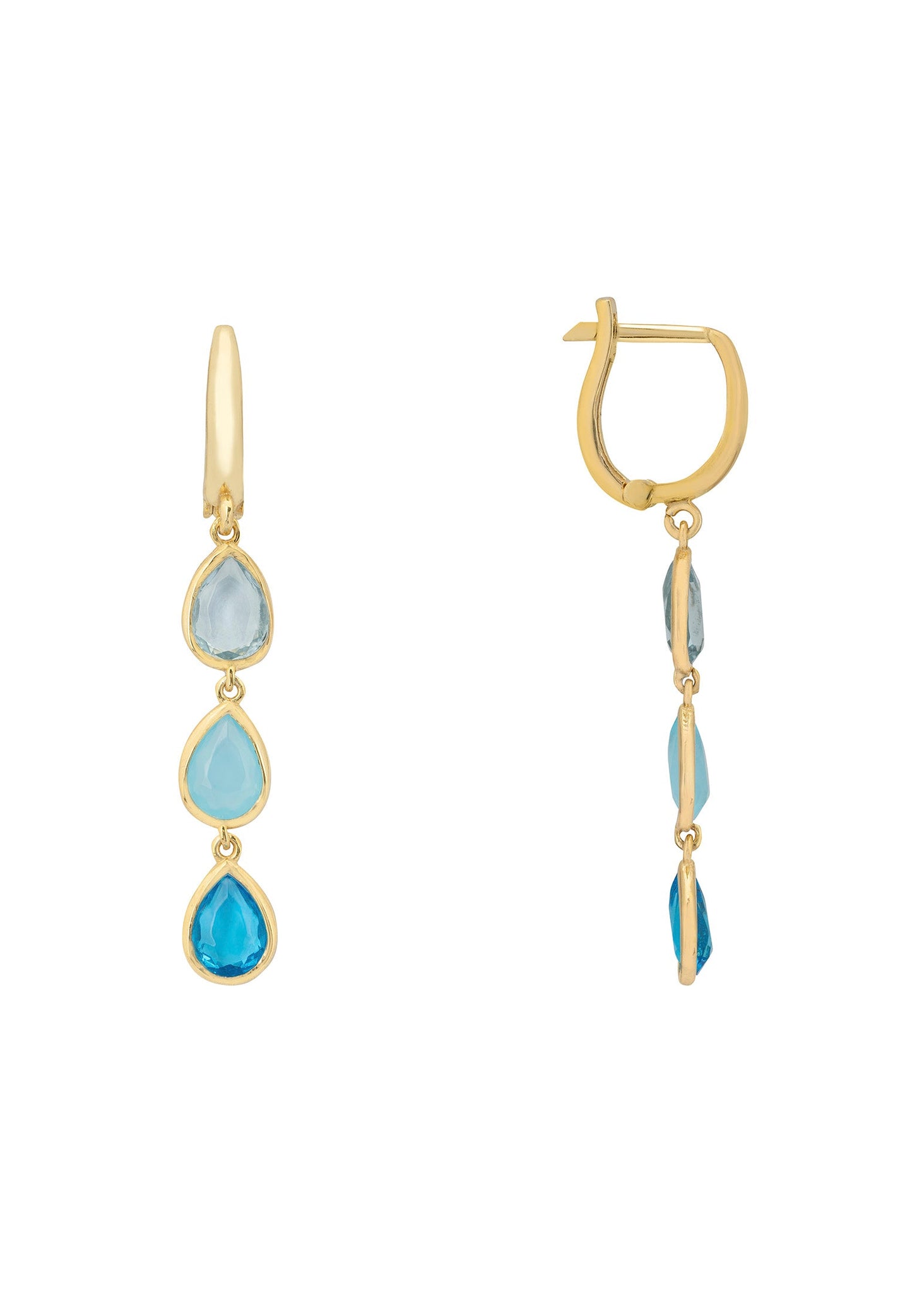 Sardinia Triple Teardrop Earrings Gold the Blues