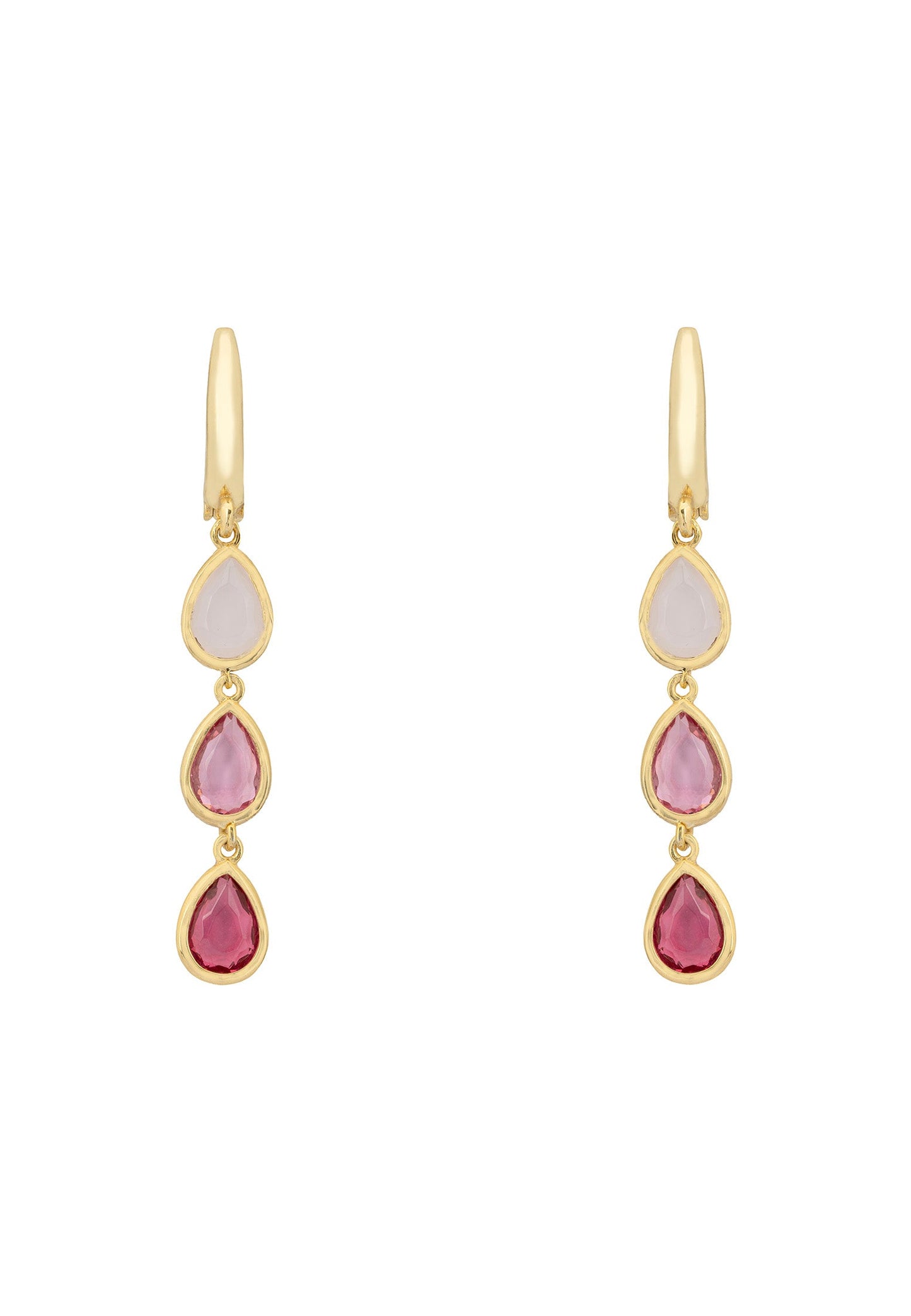 Sardinia Triple Teardrop Earrings Gold the Pinks