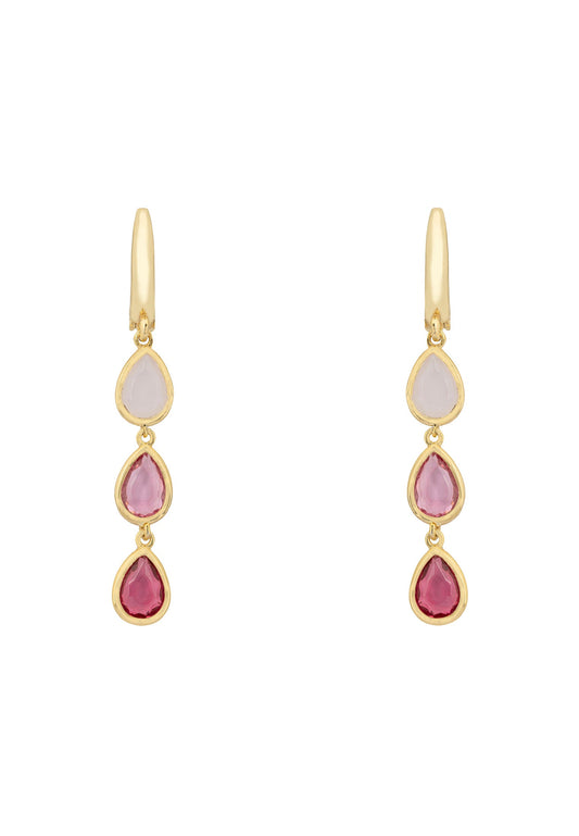 Sardinia Triple Teardrop Earrings Gold the Pinks