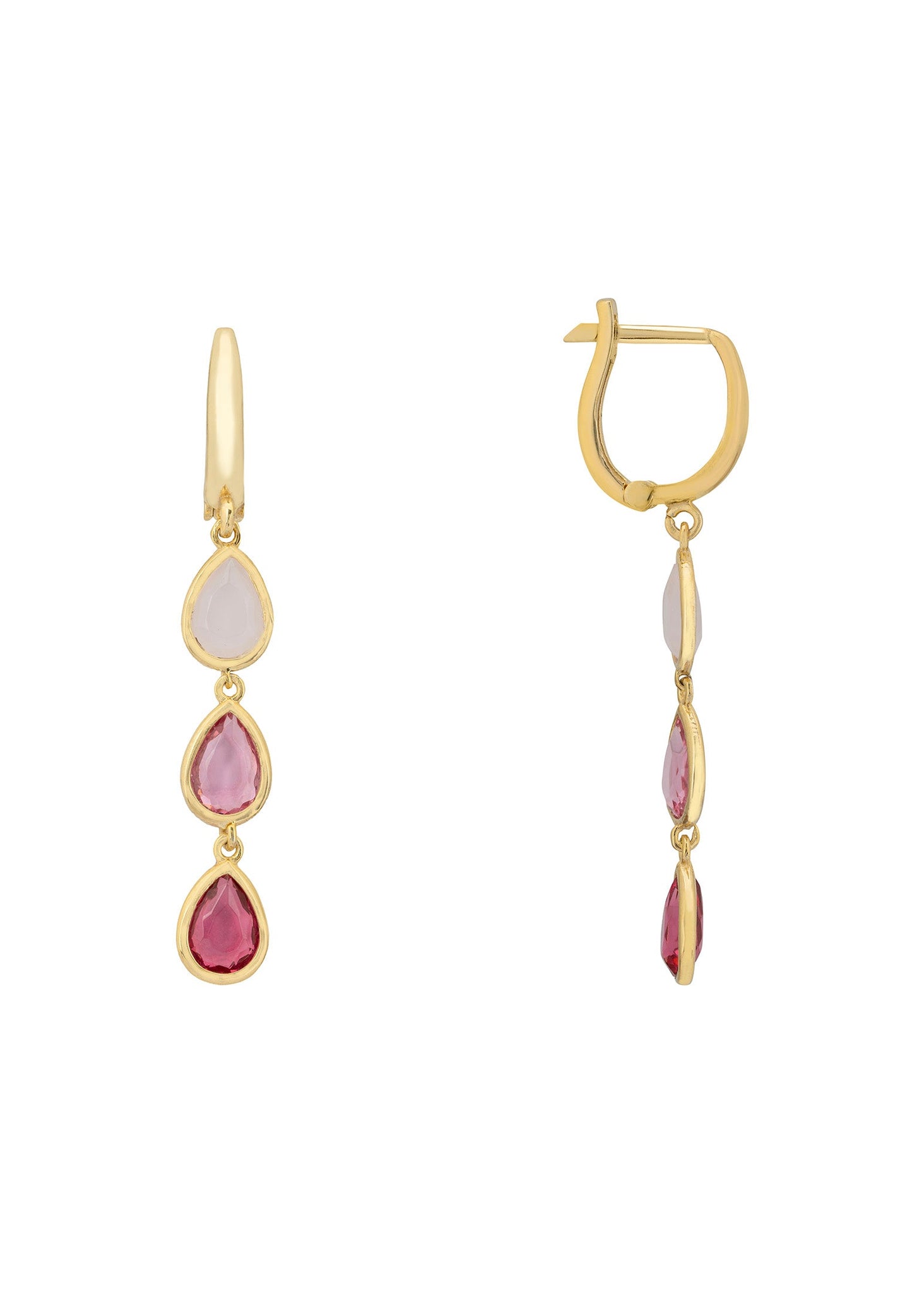 Sardinia Triple Teardrop Earrings Gold the Pinks