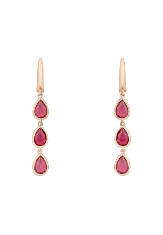 Sardinia Triple Teardrop Earrings Rosegold Pink Tourmaline