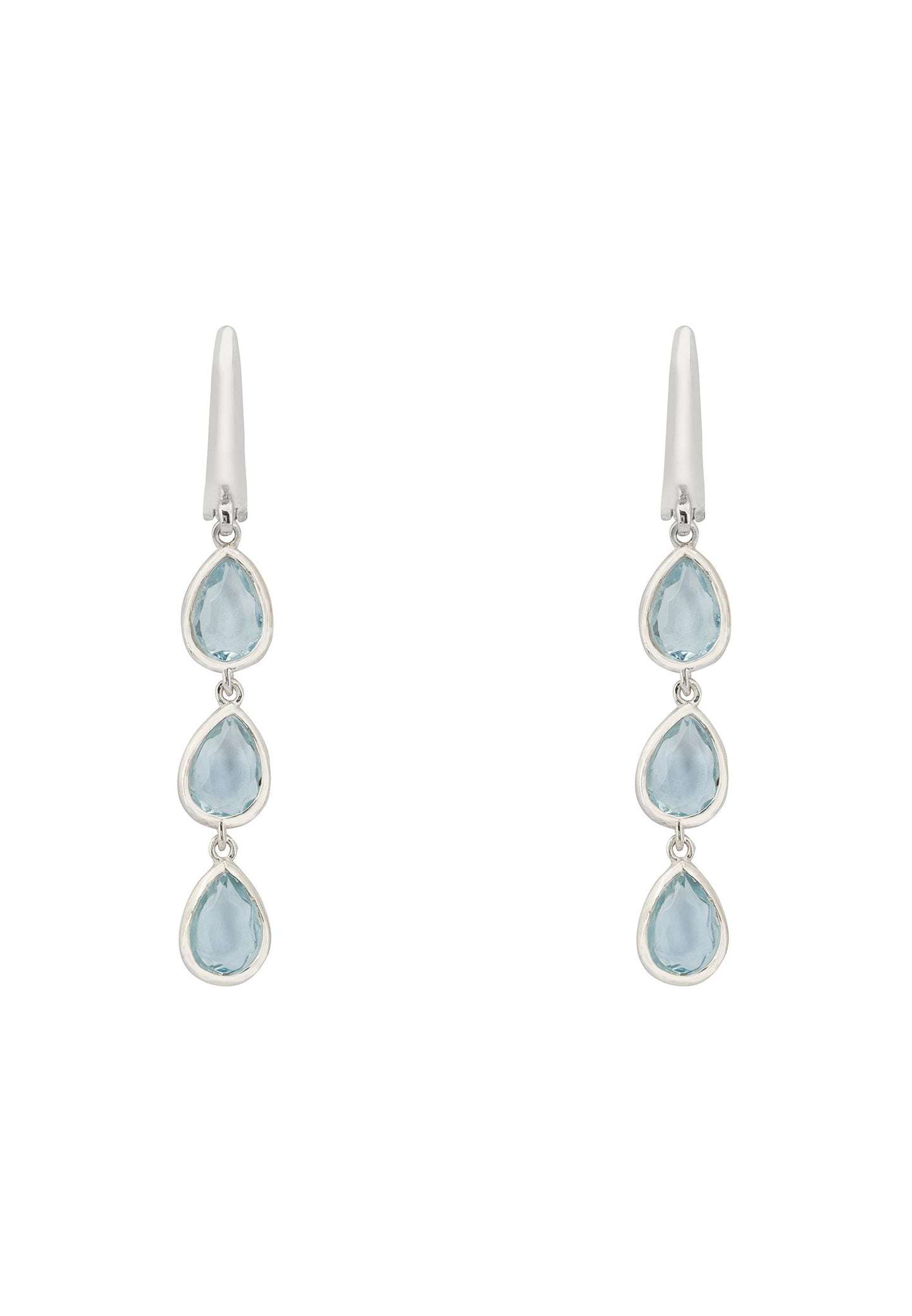 Sardinia Triple Teardrop Earrings Silver Blue Topaz