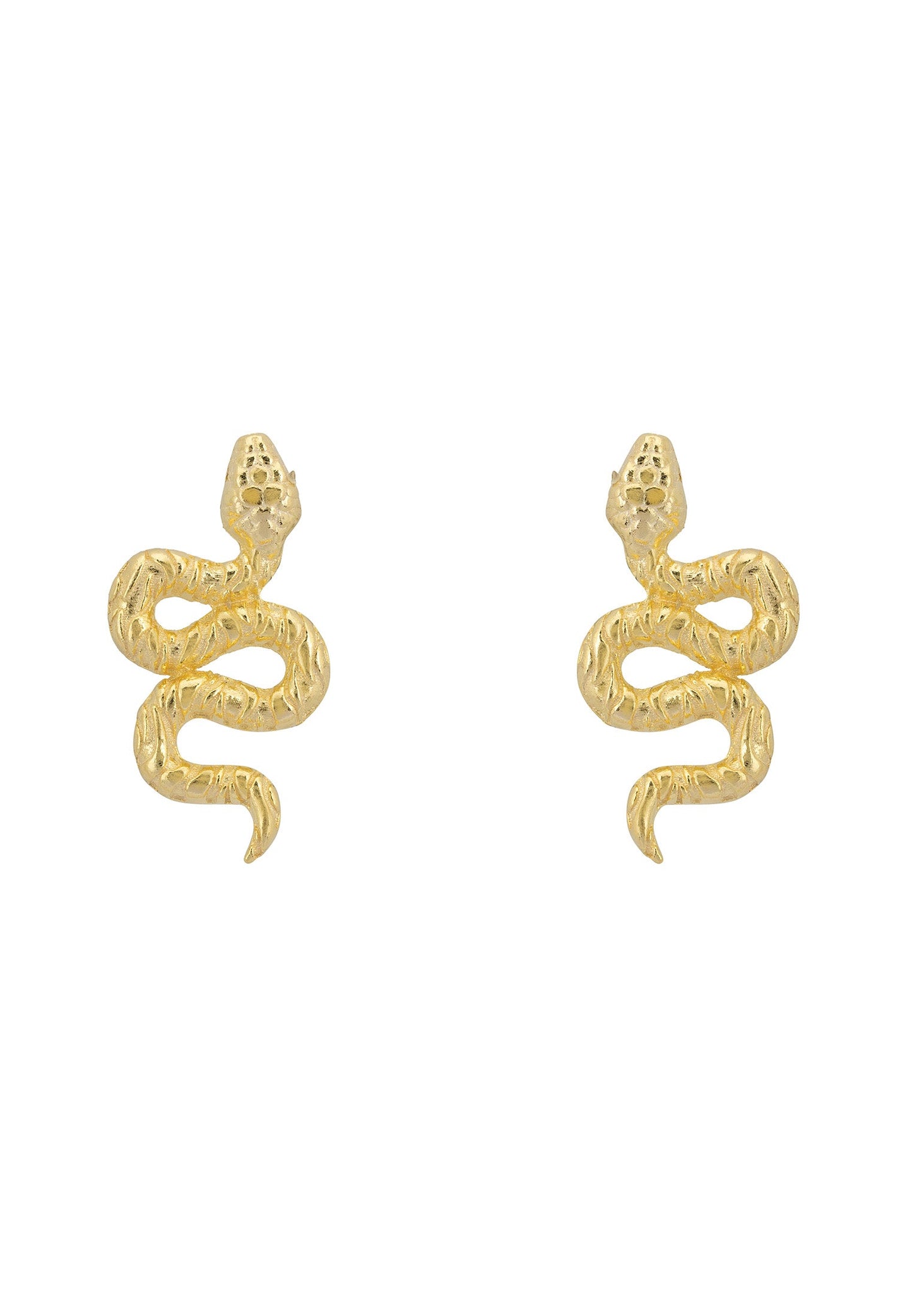 Coiled Cobra Snake Stud Earrings Gold