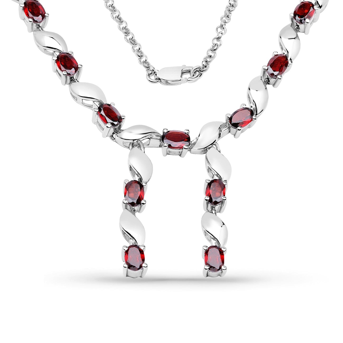 7.65 Carat Genuine Garnet .925 Sterling Silver Necklace