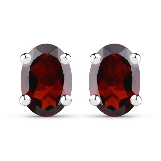 1.70 Carat Genuine Garnet .925 Sterling Silver Earrings