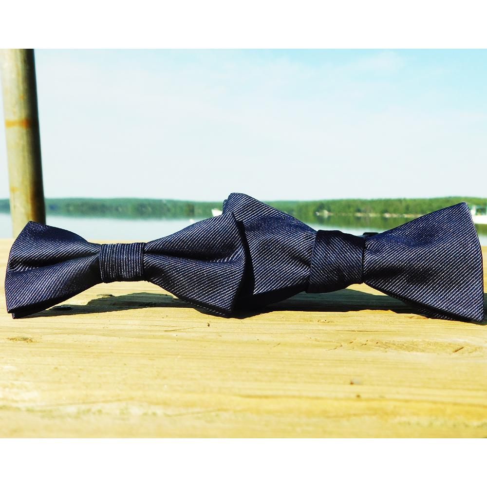 Solid Color Bow Tie - Navy, Woven Silk, Kids Pre-Tied